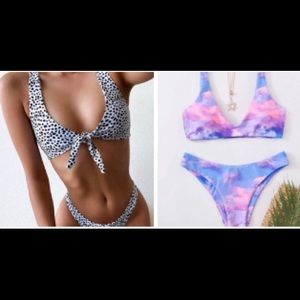 2 SHEIN Swim suit Dalmatian print & Tie dye